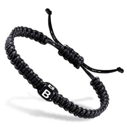 Handmade Letter Initial Bracelets A M K for Women Men Teens Cross Bracelet Black Rope Braided Jewelry Jesus Christian Bracelets Gift - color: B