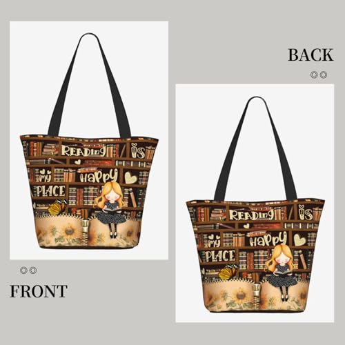 Bible Tote Bags for Women Christian Tote Bag Religious Church Bags for Women Organizer Christian Gift With Zipper - color: Book Lovers