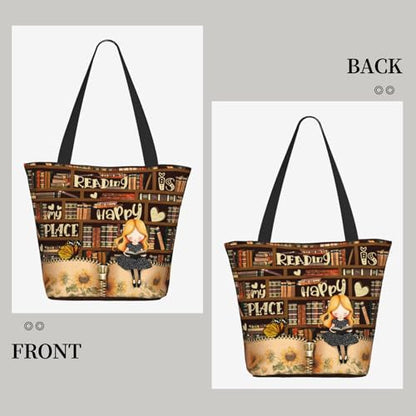 Bible Tote Bags for Women Christian Tote Bag Religious Church Bags for Women Organizer Christian Gift With Zipper - color: Book Lovers
