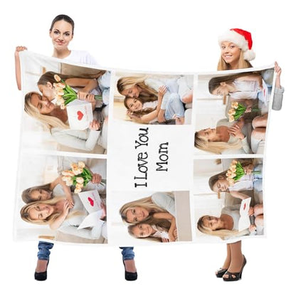 inkArts Custom Blankets with Photo, Personalized Mom Blankets, Customized Photo Blanket, Custom Picture Blanket, Personalized Birthday Gifts for Mom Baby Kid Family - color: 6 Photos