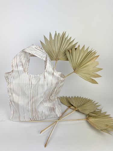 Pure Sage Reusable Grocery Bag - Stylish Shopping Bags for Groceries - Foldable Tote Bag - color: Natural Reeds