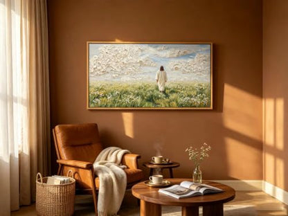 KIRFOLUC Jesus Canvas Wall Art Large Framed Textured Print Painting - color: Jesus, size: 40"L x 20"W