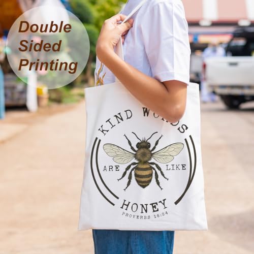 Religious Canvas Tote Bag Tote Bag for Women Christmas Birthday Canvas Bags for Shopping Beach Grocery - color: Honey