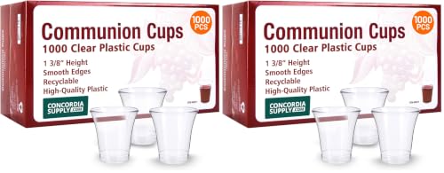 Concordia Supply Communion Cups - 1-3/8" Recyclable Hard Plastic Cups w/Smooth Edges & Fits Standard Holy Communion Trays for Church Services, Fellowship & Santa Cena, (1000 Count) (Pack of 2) - color: Transparent, size: 1000 Count (Pack of 2)