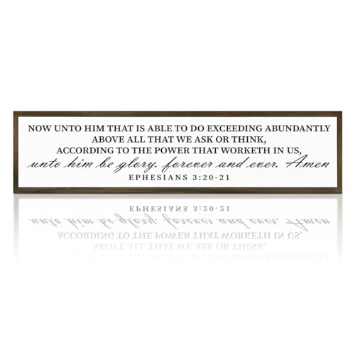 Christian Wood Sign, Farmhouse Decoration for Table Shelf, Scripture Decor Art, Church Room Decors, Home Decor for Living Room, Ephesians 3:20-21 Sign 17.8x4x1.2 inches - color: Religion Sign 23