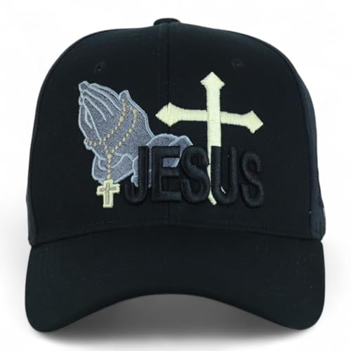Trendy Apparel Shop Only Jesus Praying Hand Embroidered Christian Ball Cap - color: Black Black 9