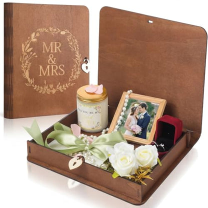Amyhill Mr and Mrs Wedding Keepsake Box with Lid Heart Lock 11.4x9.5x1.8 in