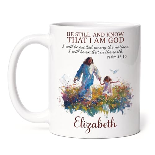 Customized Jesus And Child White Cup With Name, Christian Themed Mug Gift, Flower Bible Verse Coffee Mug, Meaningful Cup Gift For Girl Friend, Personalized Bible Verse Cup 11Oz - color: XUA-624-2339-Jesus And Baby