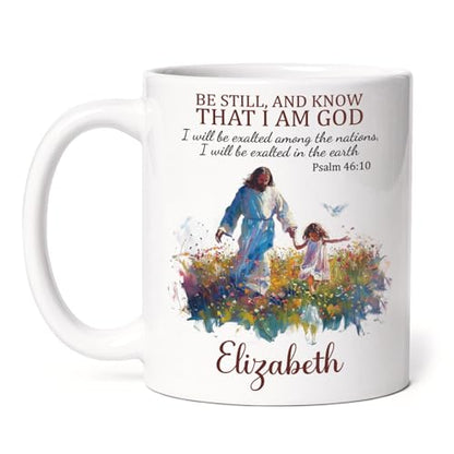 Customized Jesus And Child White Cup With Name, Christian Themed Mug Gift, Flower Bible Verse Coffee Mug, Meaningful Cup Gift For Girl Friend, Personalized Bible Verse Cup 11Oz - color: XUA-624-2339-Jesus And Baby