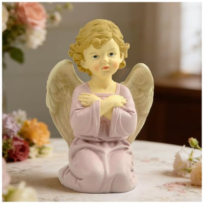 Short Hair Kneeling Angel Figurine, 5.3 Inch Resin Praying Angel Decor - style: 5.3'' Cross hands angel kneeling