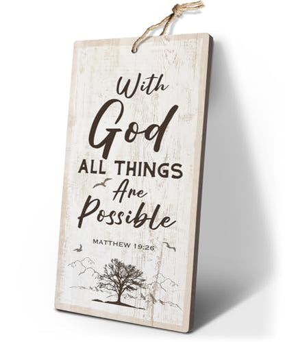YZEXEZY Inspirational Religious Decor-With God All Things Are Possible Sign12"x6" Bible Verse MATTEW 19:26 Christian Wall Art Gifts - style: With God