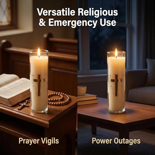 Pure Beeswax Candles, 128 Hour Long Burning Glass Jar Candle, Unscented White Prayer Candle for Church, Religious Ceremony, Memorial, Meditation, Home Altar & Emergency Use, 2 x 8 Inch - color: White