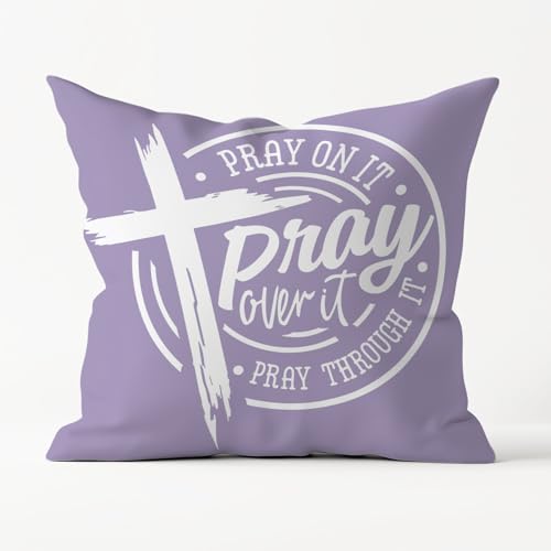 Purple Christian Pillow Covers 18x18, Prayer Pillow case, Prayer Room Decor, Christian Decor, Christian Gifts for Women, Serenity Prayer Gifts. - color: Purple