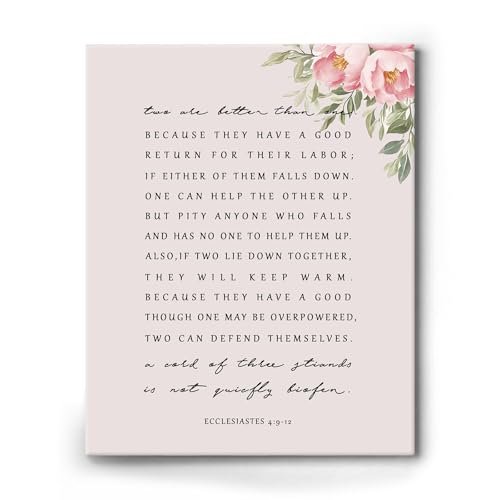 Bible Verse Canvas Framed Wall Art, Christian Home Decor Poster Print Two are Better Than One Ecclesiastes 4 : 9-12 Oil Painting, Watercolor Inspirating Artwork Decoration for Home Office (11x14inch) - color: Two are Better Than One, size: 11"L x 14"W