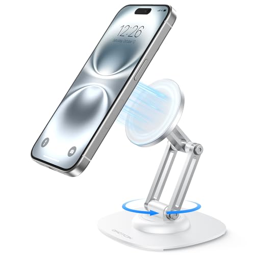 OMOTON MS04 [360° Rotating] Adjustable Magnetic Phone Stand for Desk, White - color: White