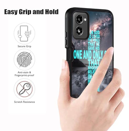 for Moto G Power 5G 2024 Case, Military Grade Heavy Duty 3-Layer Shockproof Full-Body Protective Cover for Motorola Moto G Power 5G 2024, Christian Cross Bible Verse Quote John 3:16 - color: Christian Cross Bible Verse Quote John 3:16