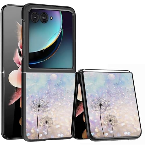 for Samsung Galaxy z flip 7 Case Dandelion Floral Design,Slim Fit Lightweight Hybrid Hard PC PU Leather Folding Phone Cover for Z Flip 7 6.9" - color: Dandelion Floral