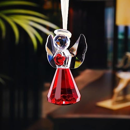 YWHL Red Crystal Guardian Angel Gift for Women, Christmas Angel Figurine - color: Red