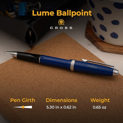 Cross Lume Personalized Ballpoint Pen in Deep Sea Blue with Chrome Trim - color: Deep Sea Blue