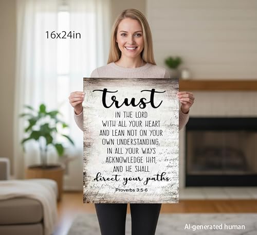 YOXORDQ Proverbs 3:5-6 Bible Verse Wall Art-Canvas Wrapping 16x24in - color: 3:5-6 Bible, size: 24"L x 16"W