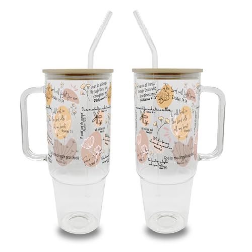Sip-Sip Hooray! Christian Bible Verse 40oz Glass Tumbler with Lid and Straw