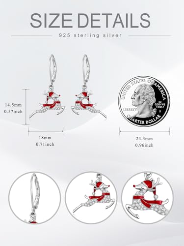 Dorunmo 925 Sterling Silver Dangle Drop Earrings for Women Holiday Earrings Hypoallergenic Halloween Christmas Jewelry Festival Gifts for Women - style: Christmas-Reindeer-01