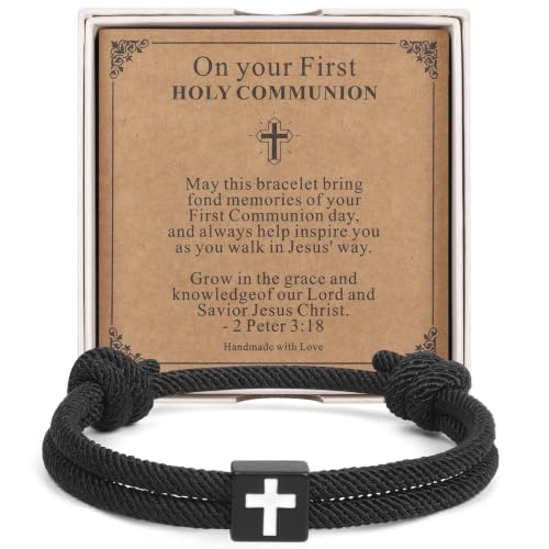 Cross Bracelet for Boys Baptism First Communion Confirmation - color: First Communion