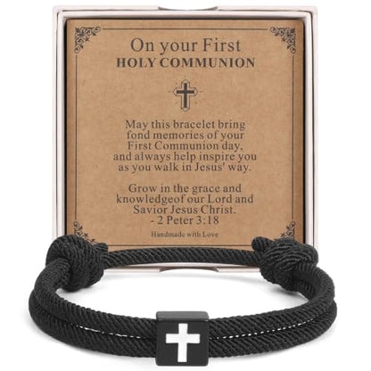 Cross Bracelet for Boys Baptism First Communion Confirmation - color: First Communion