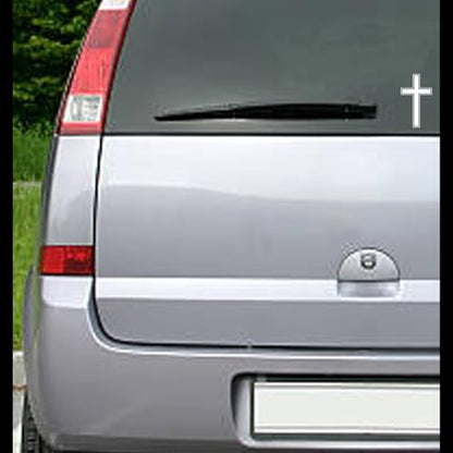 Christian Cross Vinyl Decal Sticker – (White) Religious Car Sticker for Cars, Trucks, SUVs, Windows, Bumpers – Jesus God Faith Inspirational Decal for Vehicles – Waterproof & Durable