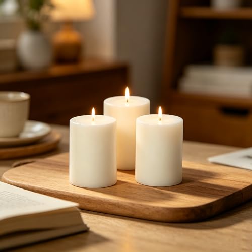 Hosley 2x3 High Pillar Candles, Set of 6. White, Unscented. Bulk Buy. Ideal for Wedding, Emergency Lanterns, Spa, Aromatherapy, Party, Reiki, Candle Gardens O4 - size: 2"D x 3"H-6 count