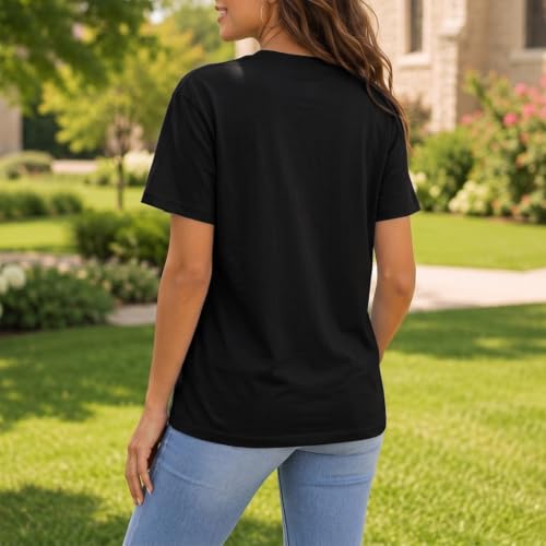 BeWithYou Christian Shirts for Women Religious Faith Jesus God Tshirts Inspirational Bible Verse Cross Graphic Tee Casual Top - color: Black, size: Medium