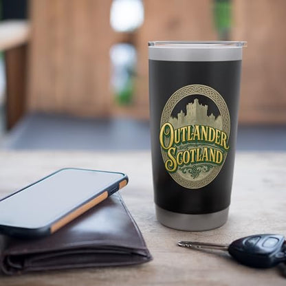 Outlander Scotland Celtic Script Stainless Steel Insulated Tumbler - color: Black