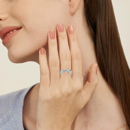 Cross Rings 925 Sterling Silver for Women Christian Religious Jewelry Faith Gifts for Mom Wife Girlfriend Her - color: White-6