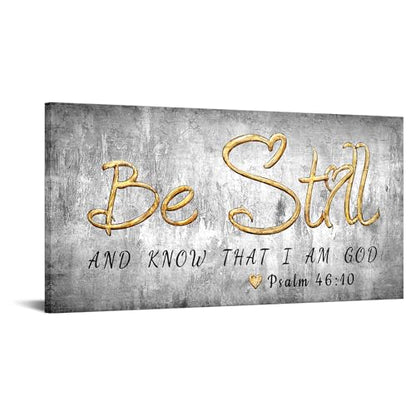 Modern Black Grey Gold Inspirational Bible Verse Wall Art 20x40''