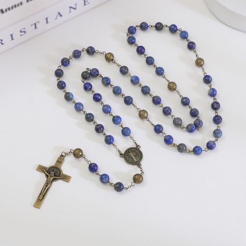 KOMI 8mm Natural Stone Beads Rosary Necklace Rosarios Catolicos Para Mujer Catholic Rosary Beads for Women Christian Gifts - style: Rosary-7