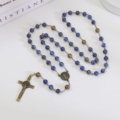 KOMI 8mm Natural Stone Beads Rosary Necklace Rosarios Catolicos Para Mujer Catholic Rosary Beads for Women Christian Gifts - style: Rosary-7
