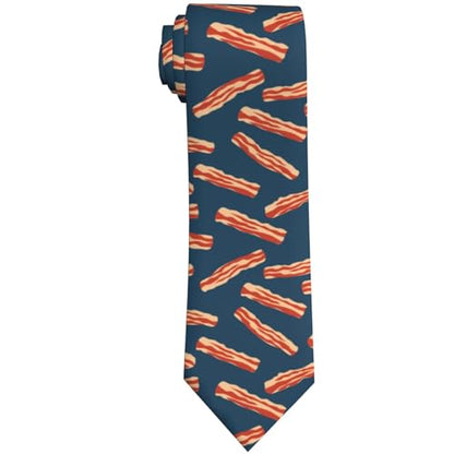 Men's Neckties, Novelty Printed Skinny Tie for Work Casual Party - color: Bacon
