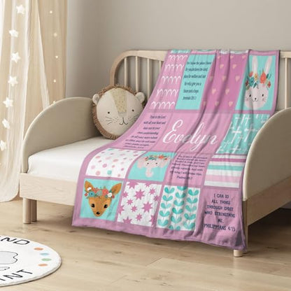 Personalized Baby Blankets with Name Christian Gift for Baby - color: Design04