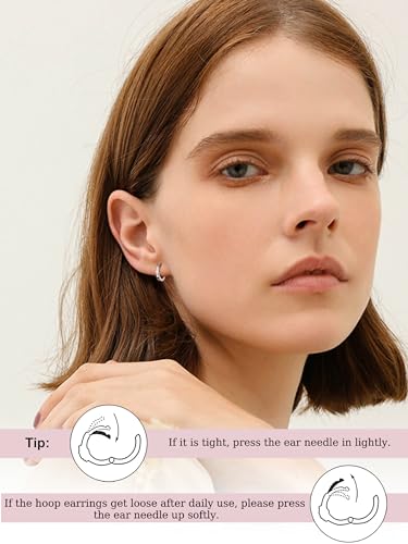 14K Gold Huggie Earrings for Women Silver Huggie Hoop Earrings Cubic Zirconia Huggie Earrings Stud Earrings Lightweight Dainty Hypoallergenic Earrings Jewelry Gifts - color: Silver CZ Huggies