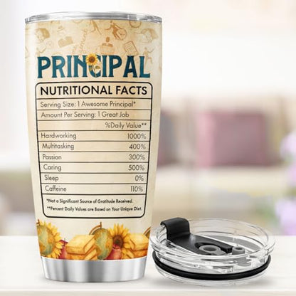 Principal Appreciation Gift 20oz, Stainless Steel Insulated Tumbler with Funny Definition and Nutrition Facts, Thoughtful End of Year Gift for School Leader, Mentor, Boss - color: School Principal Appreciation