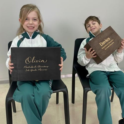 Personalized School Years Memory Box, Engraved Keepsake Chest for Kids - style: 18. Kids School Memory Box