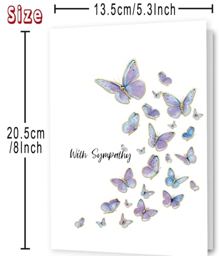 Sympathy Card with Butterflies – Elegant Condolence Card for Loss of Loved One, Minimalist Bereavement Card, Comforting Memorial Card for Grief Support - style: Card-244