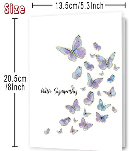 Sympathy Card with Butterflies – Elegant Condolence Card for Loss of Loved One, Minimalist Bereavement Card, Comforting Memorial Card for Grief Support - style: Card-244