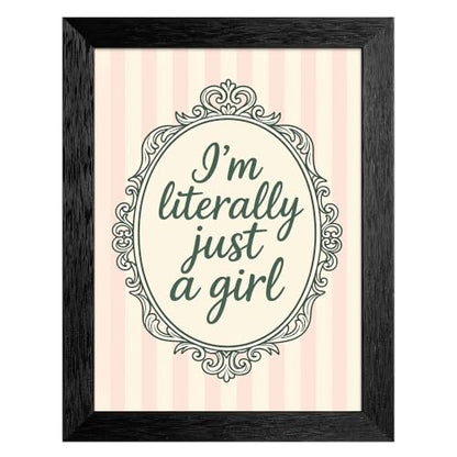 Just A Girl Canvas Wall Art Script Poster 24x36in Black Framed Flat - color: style 01, size: 24"L x 36"W