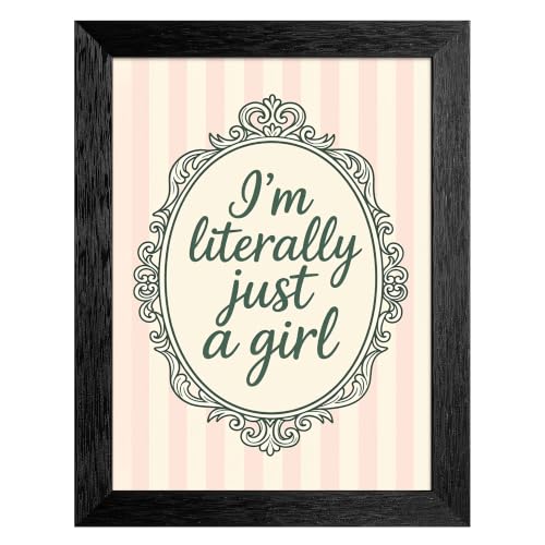 Just A Girl Canvas Wall Art Script Poster 12x16in Black Framed Flat - color: style 01, size: 12"L x 16"W