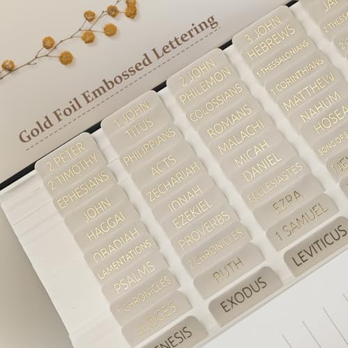Laminated Bible Tabs for Women and Men, Gold Foil Embossed Lettering - style: Gray