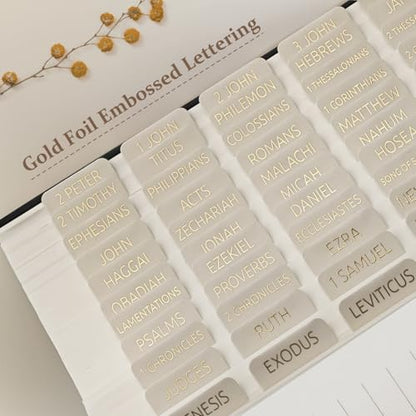 Laminated Bible Tabs for Women and Men, Gold Foil Embossed Lettering - style: Gray