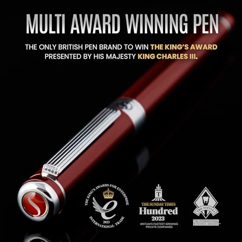 Scriveiner Deep Crimson Red Rollerball - Stunning Red Lacquer Luxury Pen with Chrome Finish, Schmidt Ink Refills, Roller Ball Pen Gift Set for Men & Women, Professional, Executive, Office, Nice Pens - color: 14. Crimson Red with Chrome