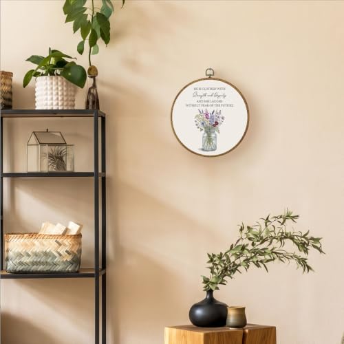 LERJZEFUH Inspirational Christian Round Wall Art Framed 10x10 Inch - color: Verse 04