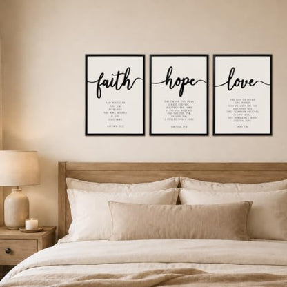 Zzbakress 3D Wood Faith Hope Love Framed Wall Art Large Christian Wall Art - color: Black